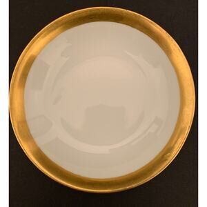 Vintage Hutschenreuther Small Fruit Bowl 5 1/8"d White with Thick Gold Band Verg